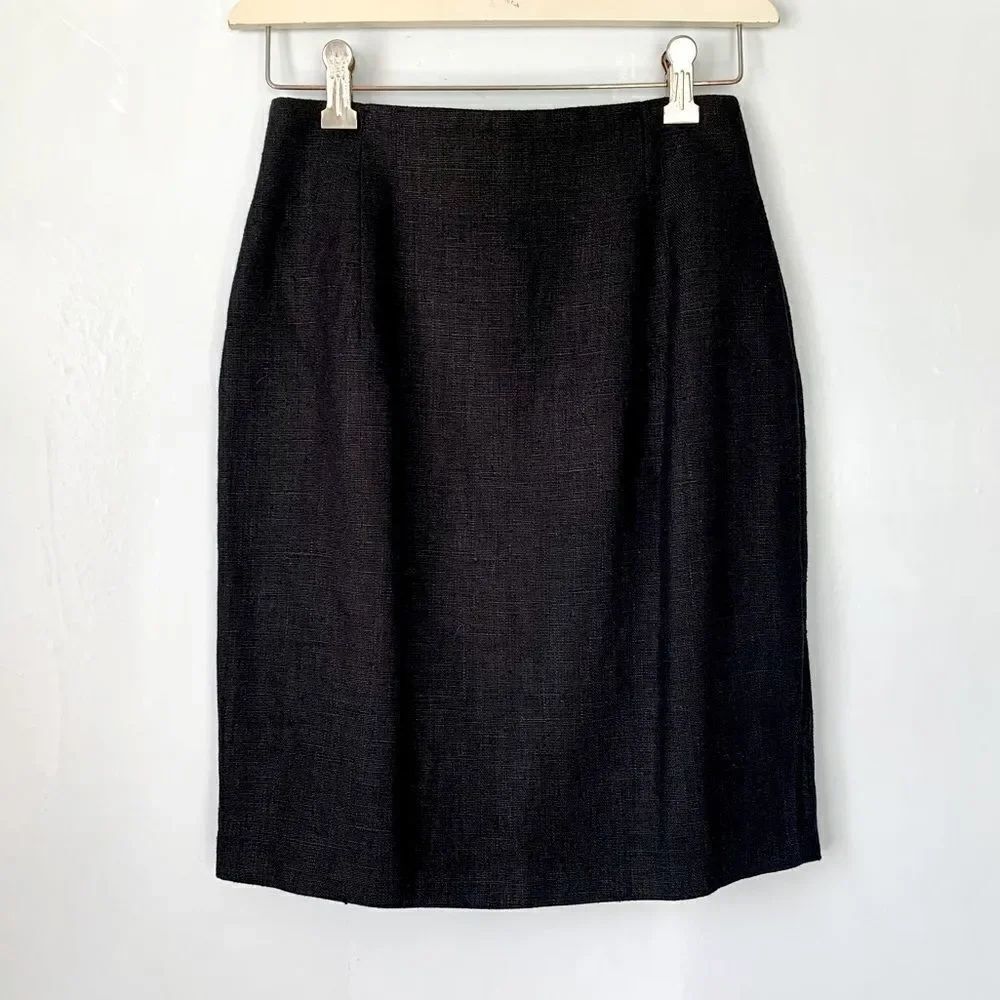 Vintage Harris Wallace Black Linen Mini Skirt